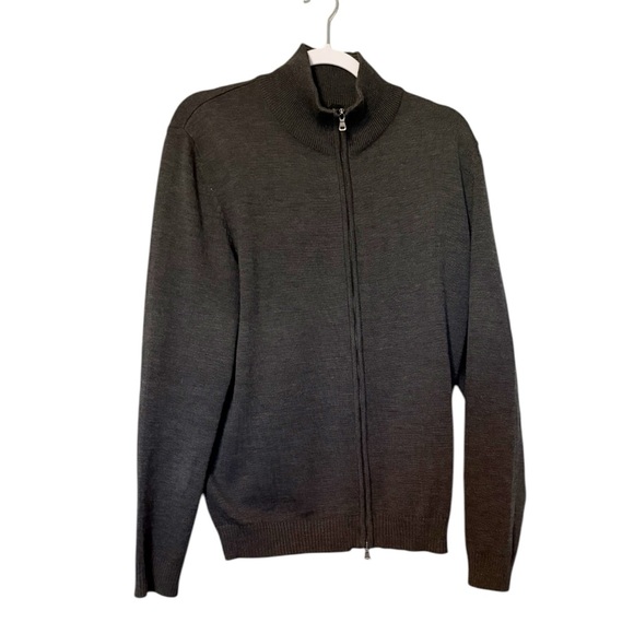 Hugo Boss Men's Full-Zip Sweater Funnel Neck Slim Fit Dark Gray Sz